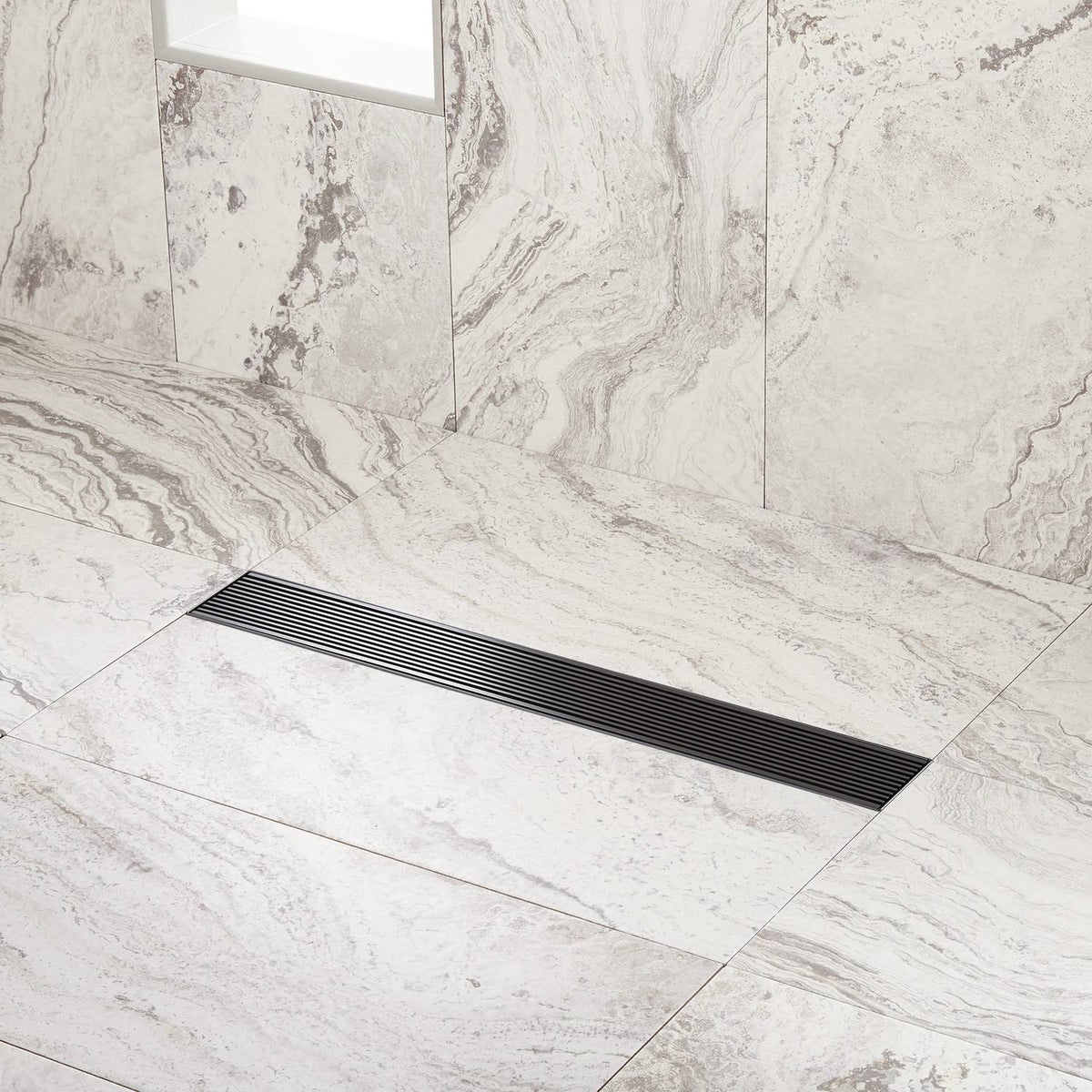 48x22 Linear Shower Drain with Flange Brushed Stainless Steel L424