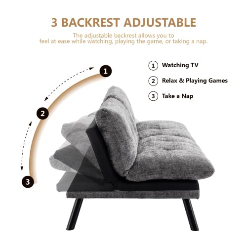 Black Convertible Futon Sofa Bed with Metal Legs L5008