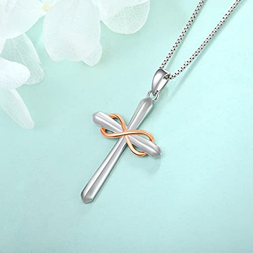 925 Sterling Silver Polished Cross Pendant Necklace K2327