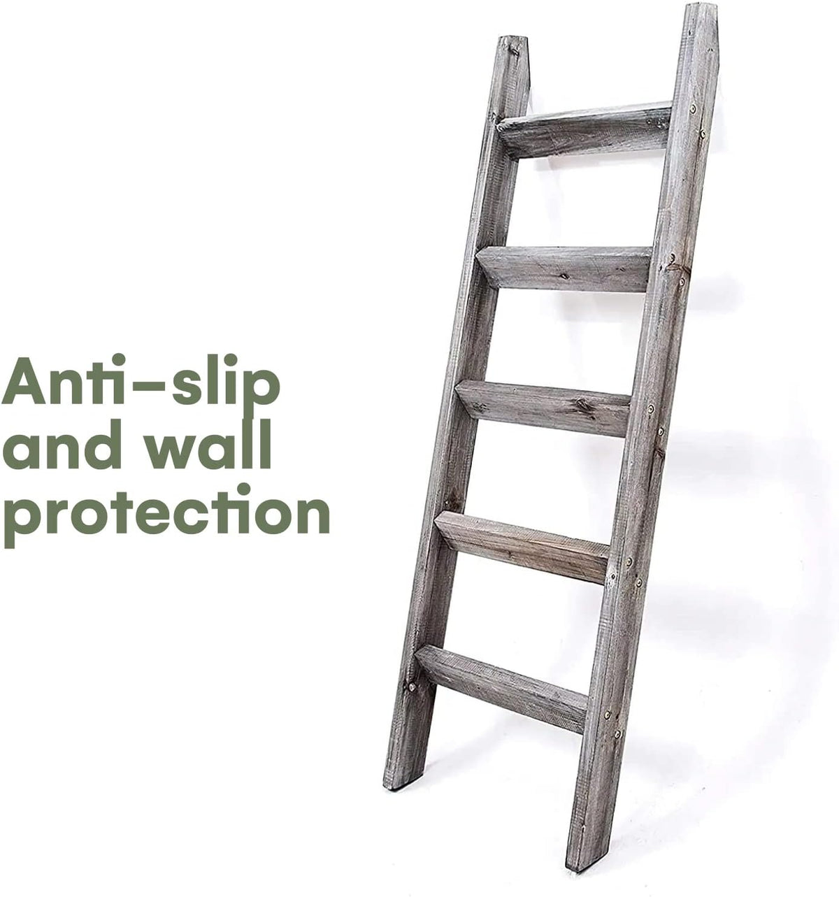 Gray White Wood Ladder Shelf F590596