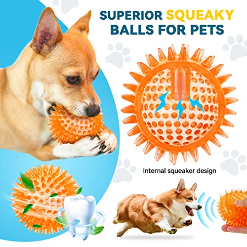 4.5'' Squeaky Dog Toy Balls, Spiky Dog Balls, Durable Puppy Chew Toys, BPA Free Non-Toxic (Purple) L960432