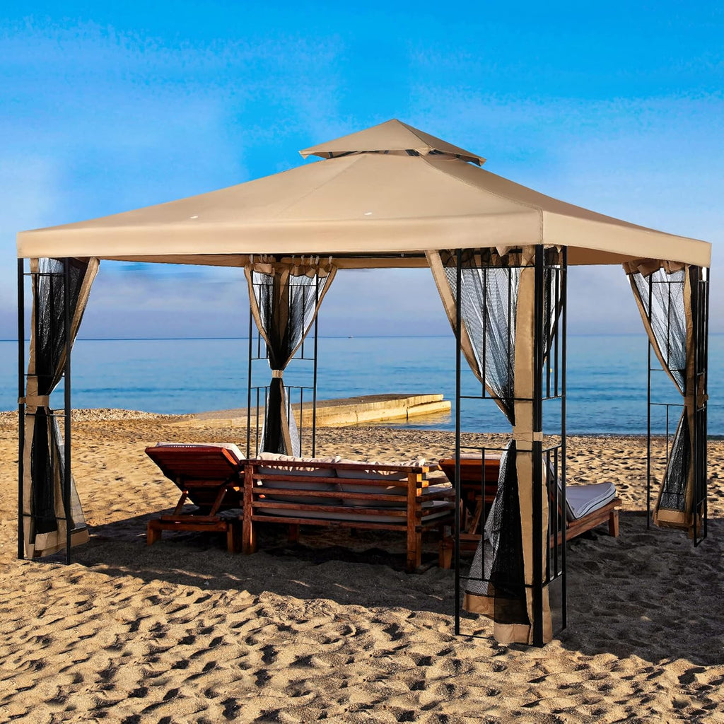 10x10 Steel Canopy with Mosquito Netting Q646