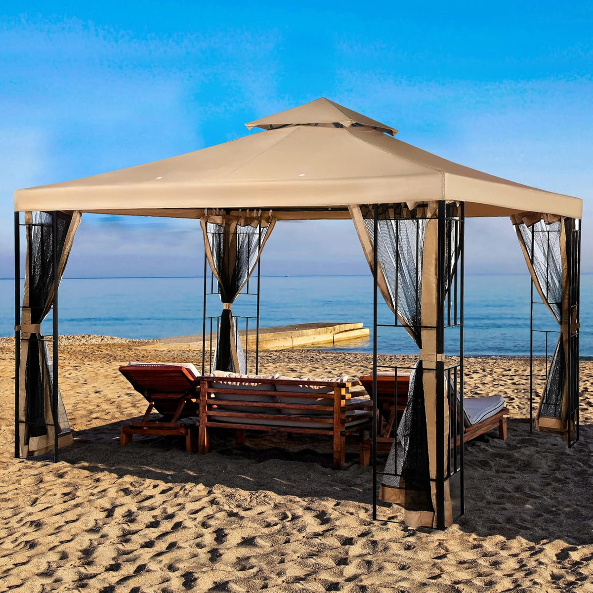 10x10 Steel Canopy with Mosquito Netting Q646