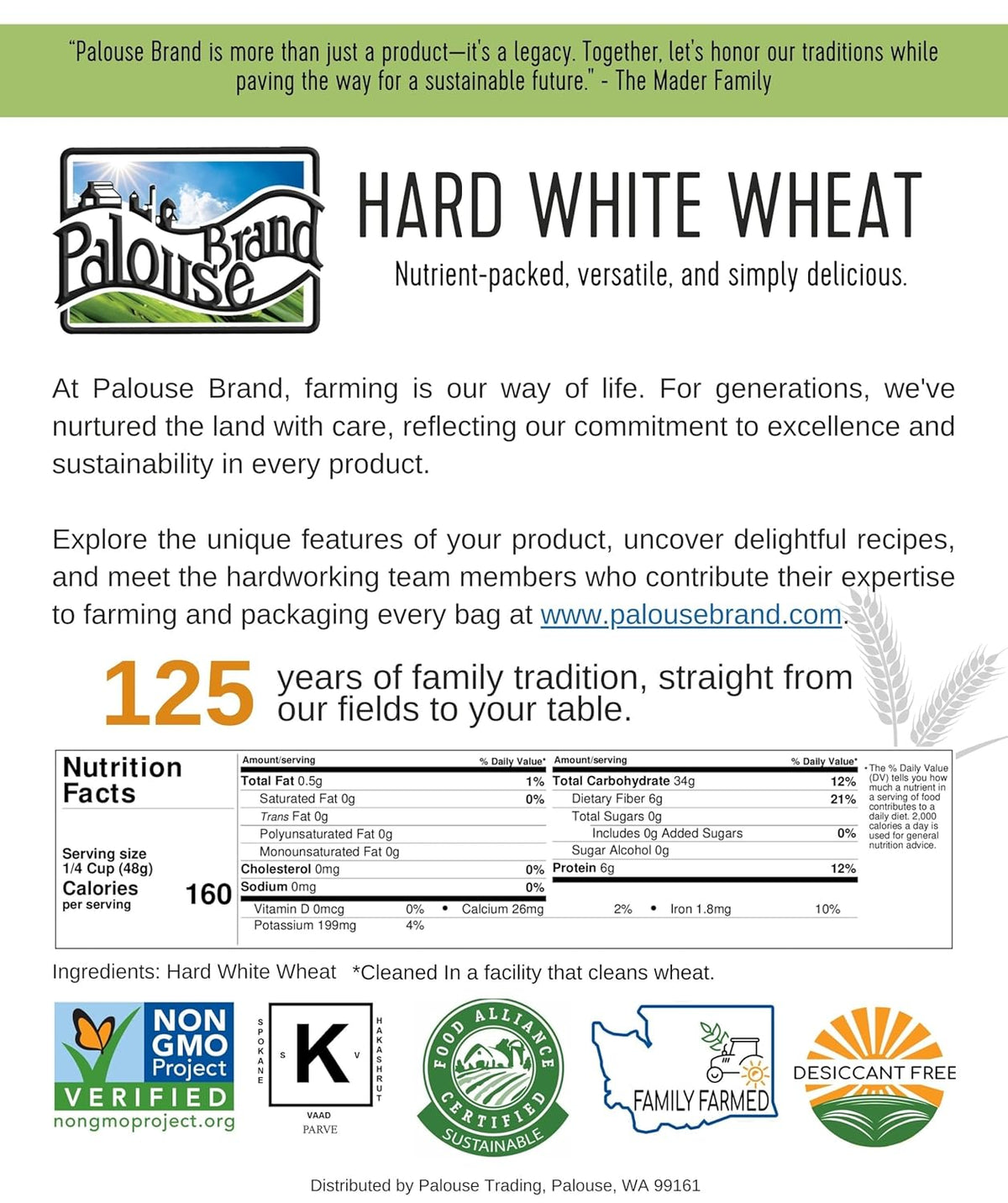 25 LBS Hard White Wheat Berries E642124