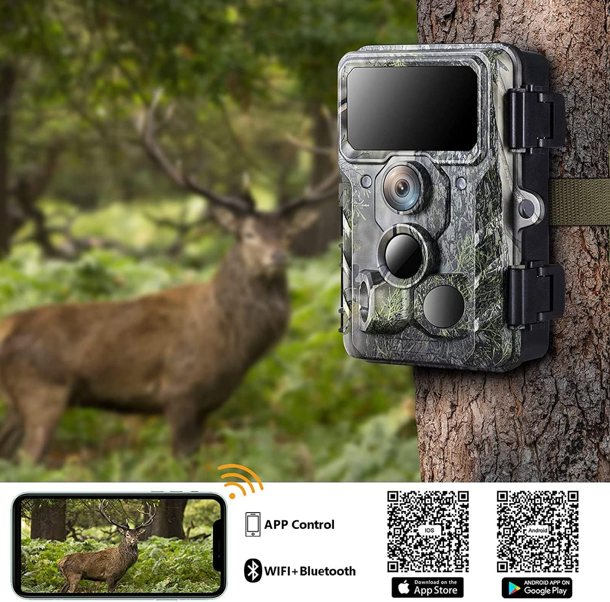 4K 30MP Trail Camera with Night Vision 120° Wide Angle IP66 Waterproof N857200