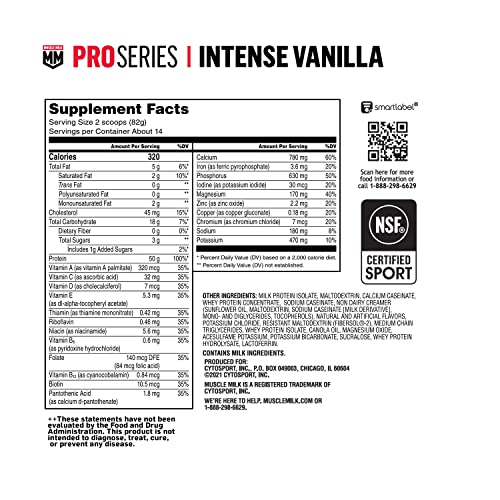 Intense Vanilla Protein Powder, 2.54 Pound, 14 Servings M89284