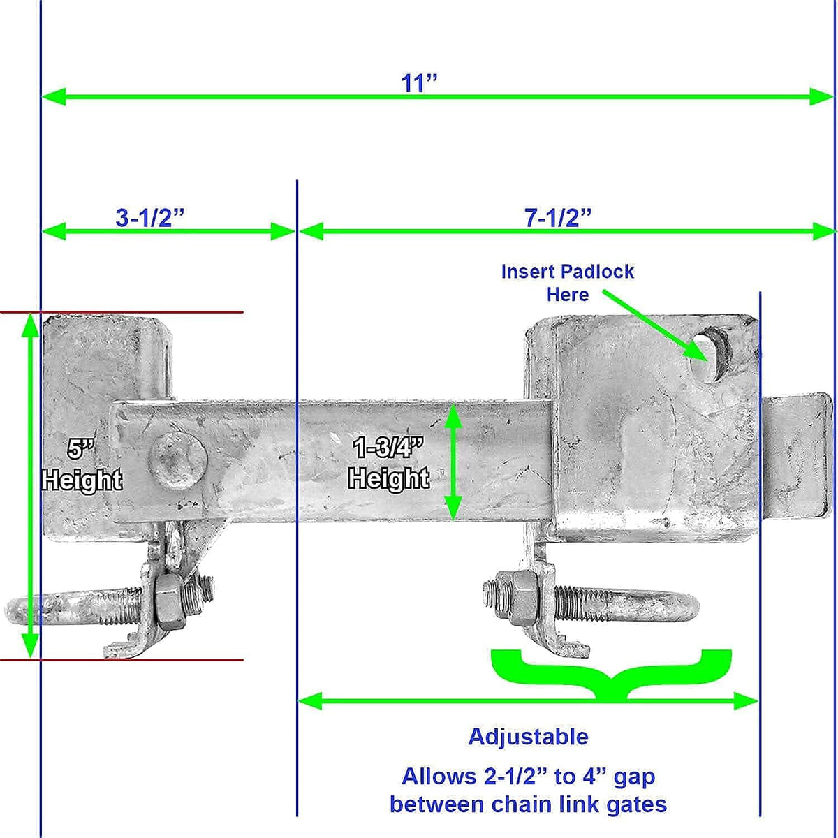Chain Link Double Gate Latch for 1-5/8" Thru 2" Gate Frames Pack of 2 J109
