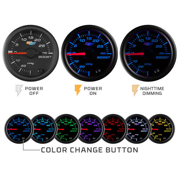 Black 7 Color 100 PSI Fuel Pressure Gauge Kit Q19993