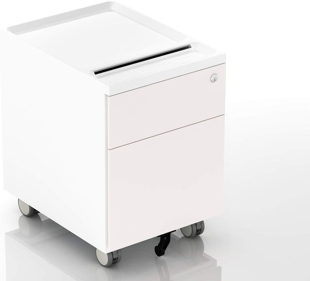 2 Drawer Mobile Filing Cabinet with Lock and Casters X7545