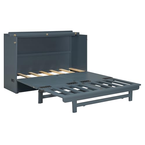 Gray Full Size Murphy Bed with Storage Drawer O66539