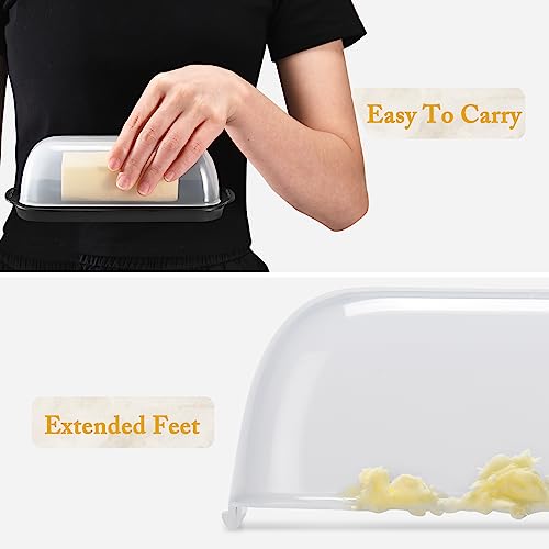 Butter Dish with Lid, Airtight Plastic Butter Keeper Tray H283