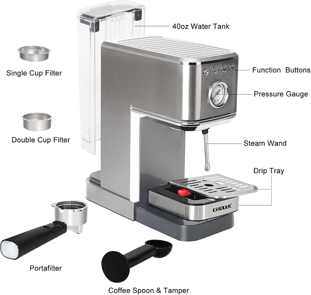 20 Bar Semi Automatic Stainless Steel Espresso Machine C353515