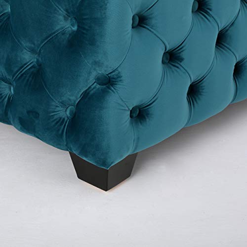 Dark Teal Velvet Ottoman Y968934
