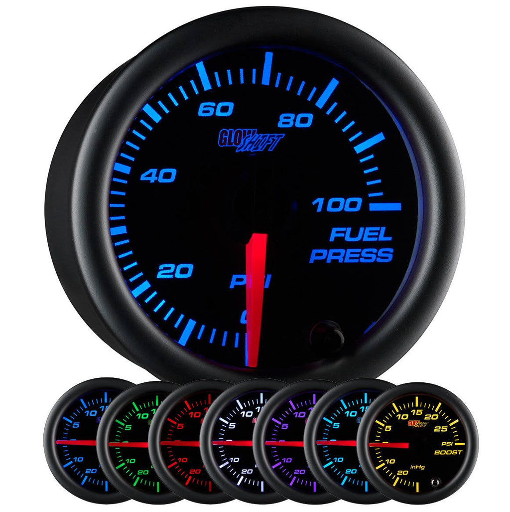 Black 7 Color 100 PSI Fuel Pressure Gauge Kit Q19993