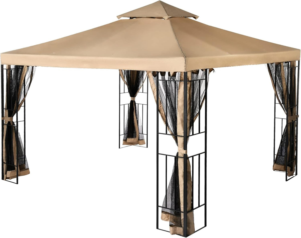 10x10 Steel Canopy with Mosquito Netting Q646