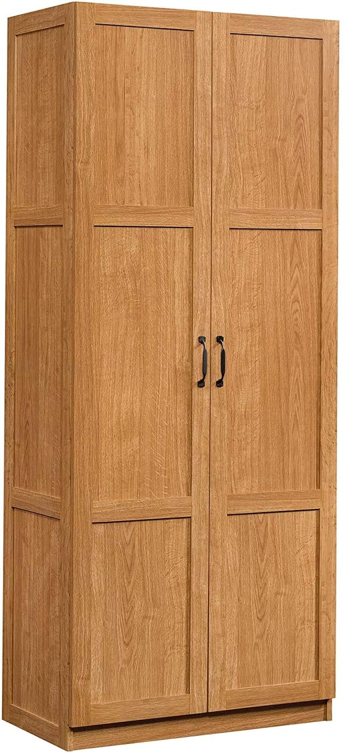 Highland Oak Pantry Cabinet and 5 Shelf Bookcase T657