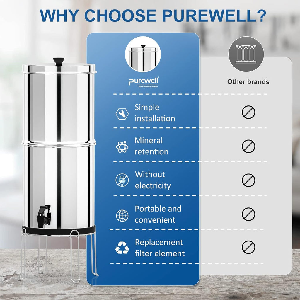 2.9 Gallon Gravity-Fed Water Filter with Stainless Steel Stand G1021