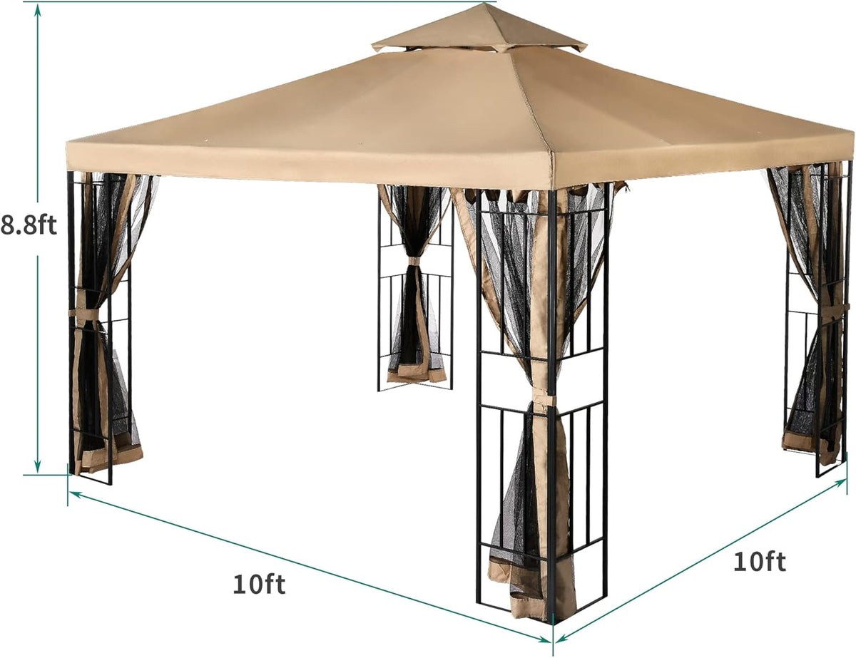 10x10 Steel Canopy with Mosquito Netting Q646
