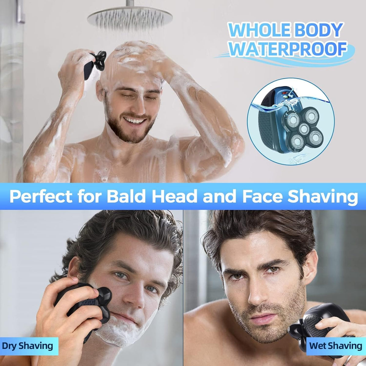 5 in 1 Cordless Waterproof Electric Rotary Head Shaver K875367
