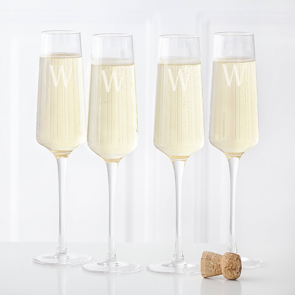 Set of 4 Monogram Champagne Flutes Y2545