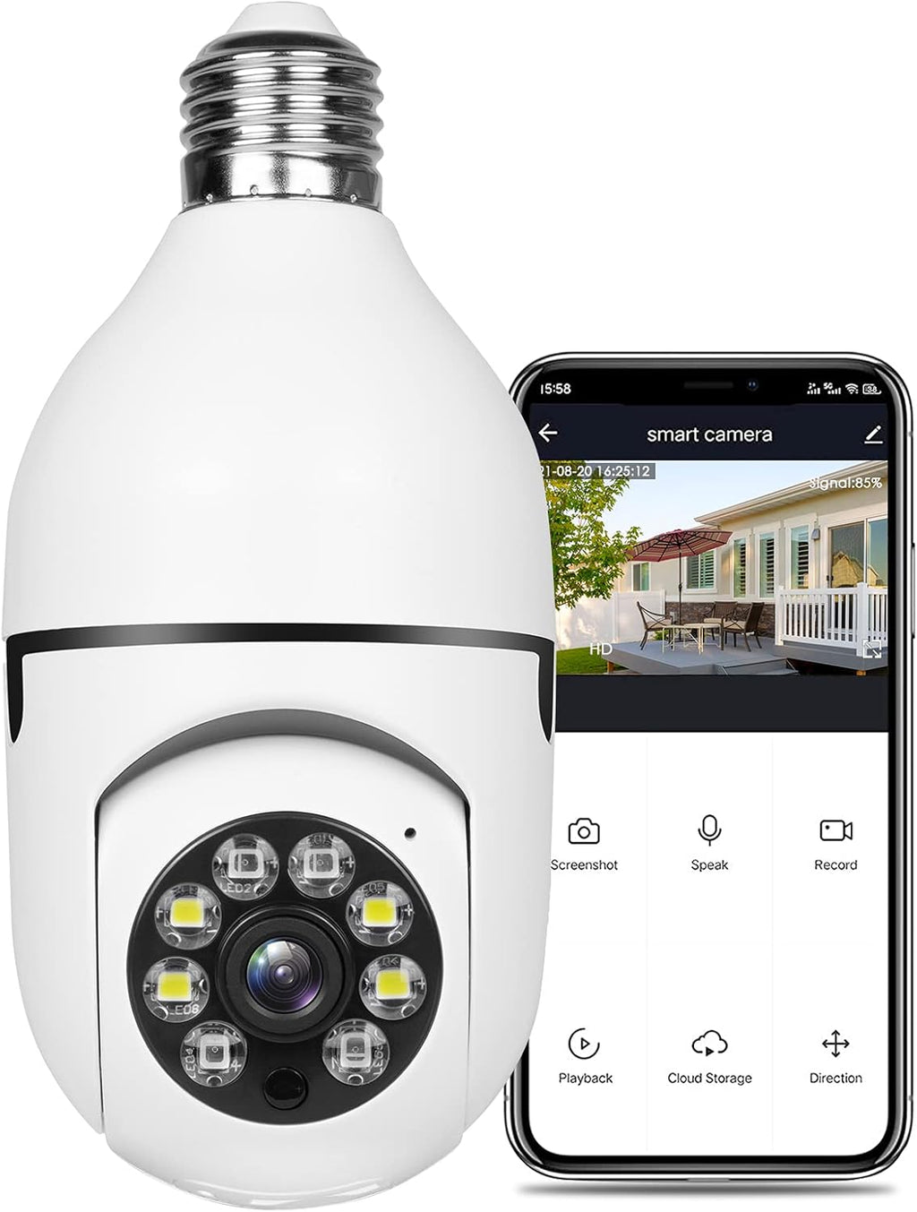 1080P PTZ Bulb Security Camera with WiFi Night Vision A15147