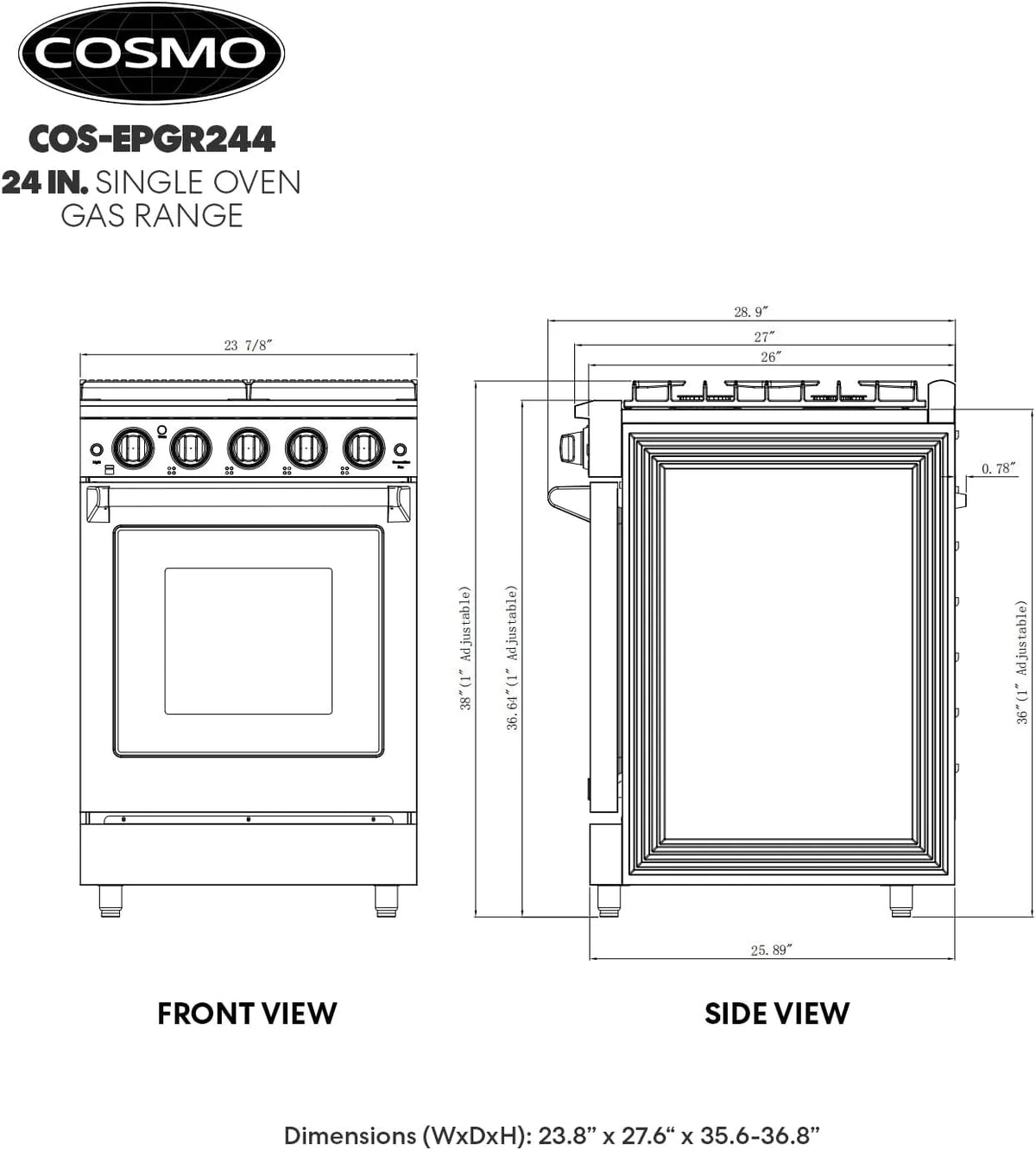 24 in. Freestanding Gas Range with 3.73 cu. ft. Capacity Oven in Stainless Steel A475743