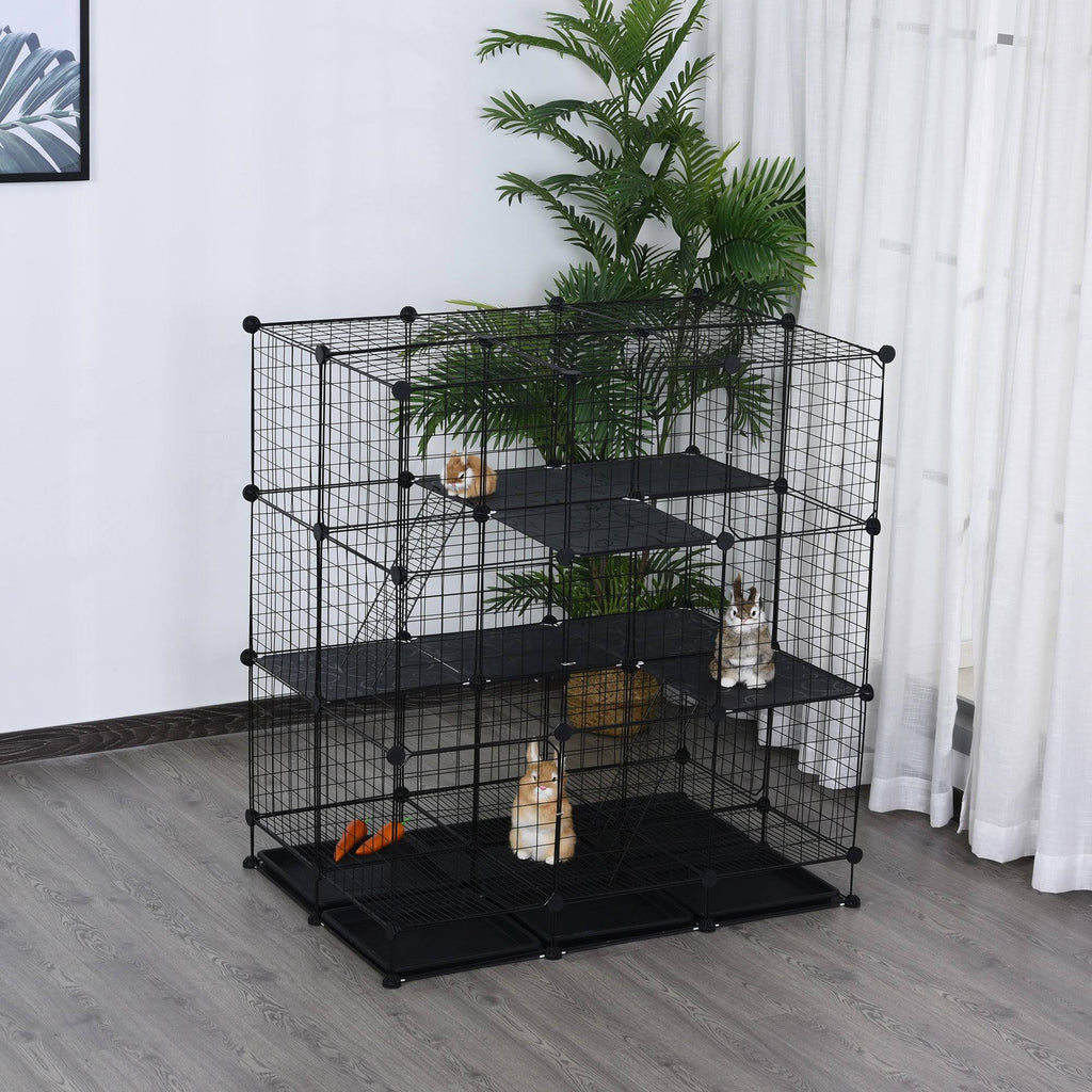 Black Steel Pet Playpen with Trays Z80721