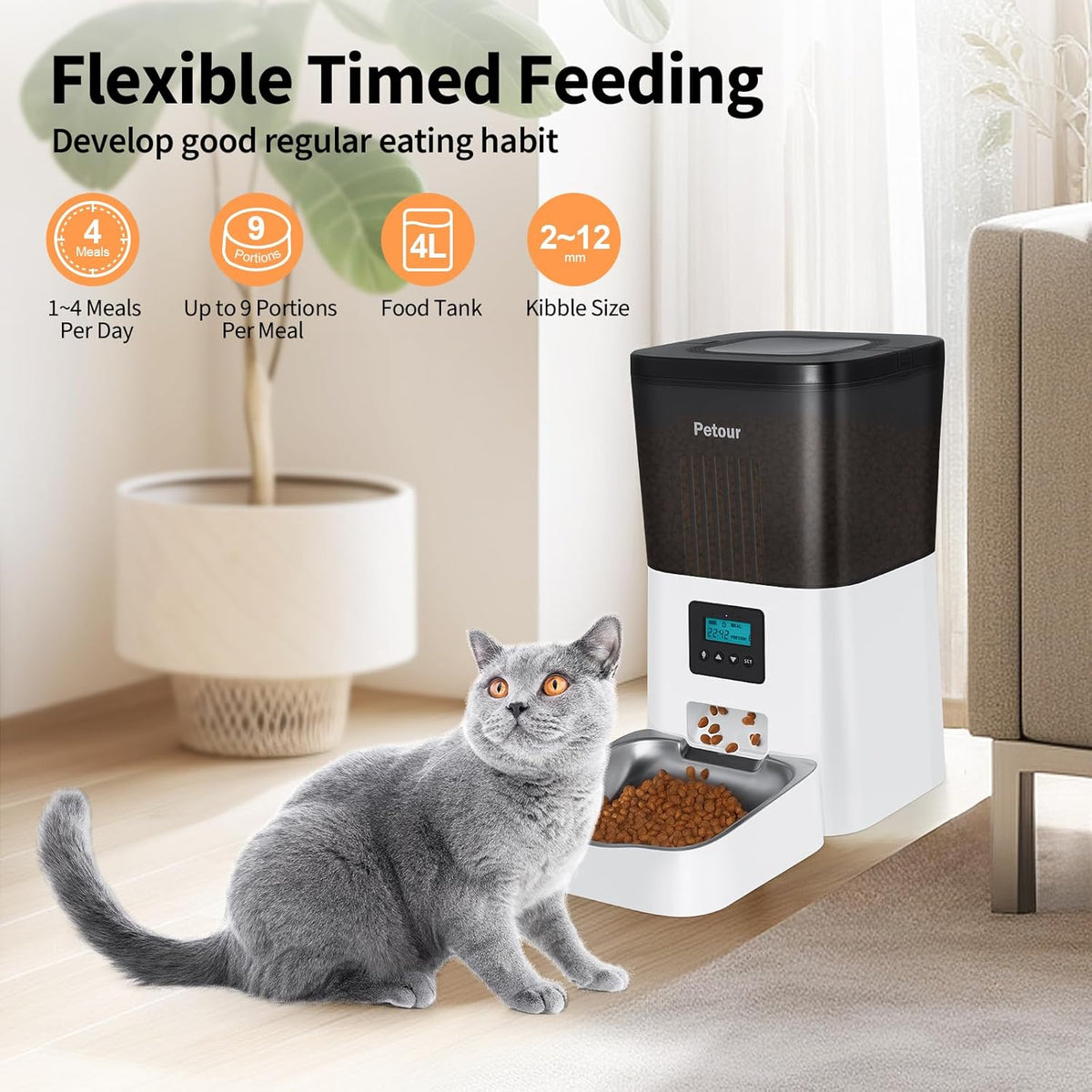 Automatic Cat Feeder with Stainless Steel Bowl Z118