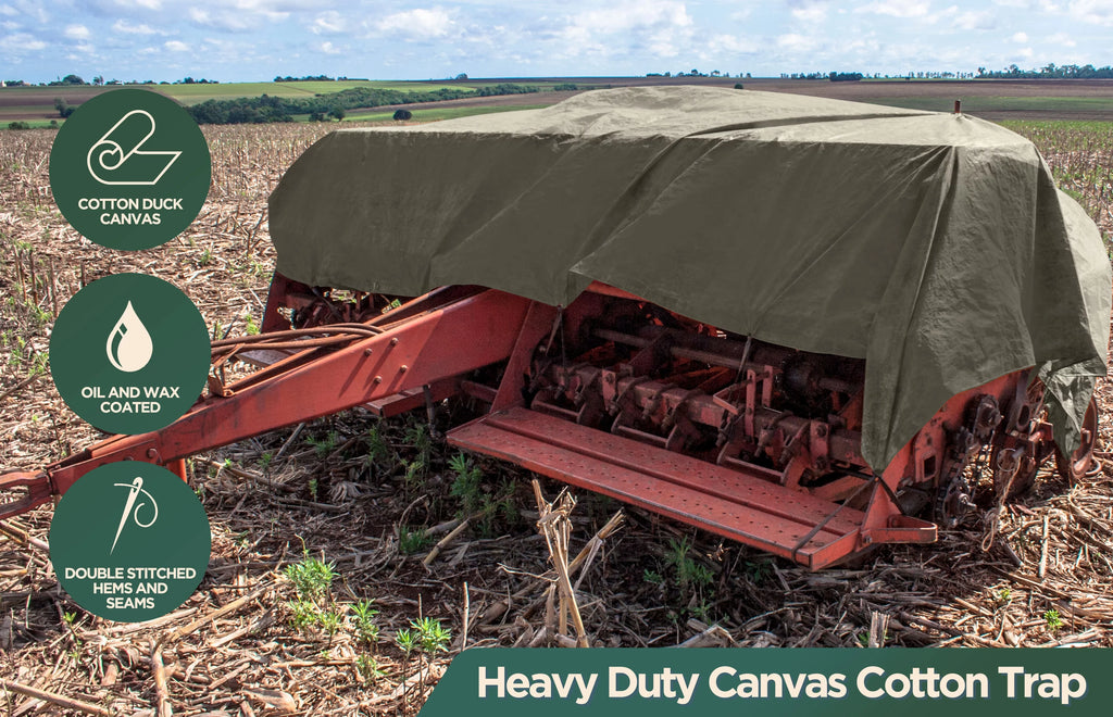 White 6 by 8 Feet Waterproof Canvas Tarp with Rustproof Grommets F6870