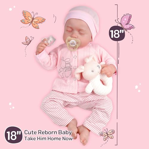 18 Inch Soft Body Realistic Newborn Baby Dolls with Clothes and Toy Accessories Y9175