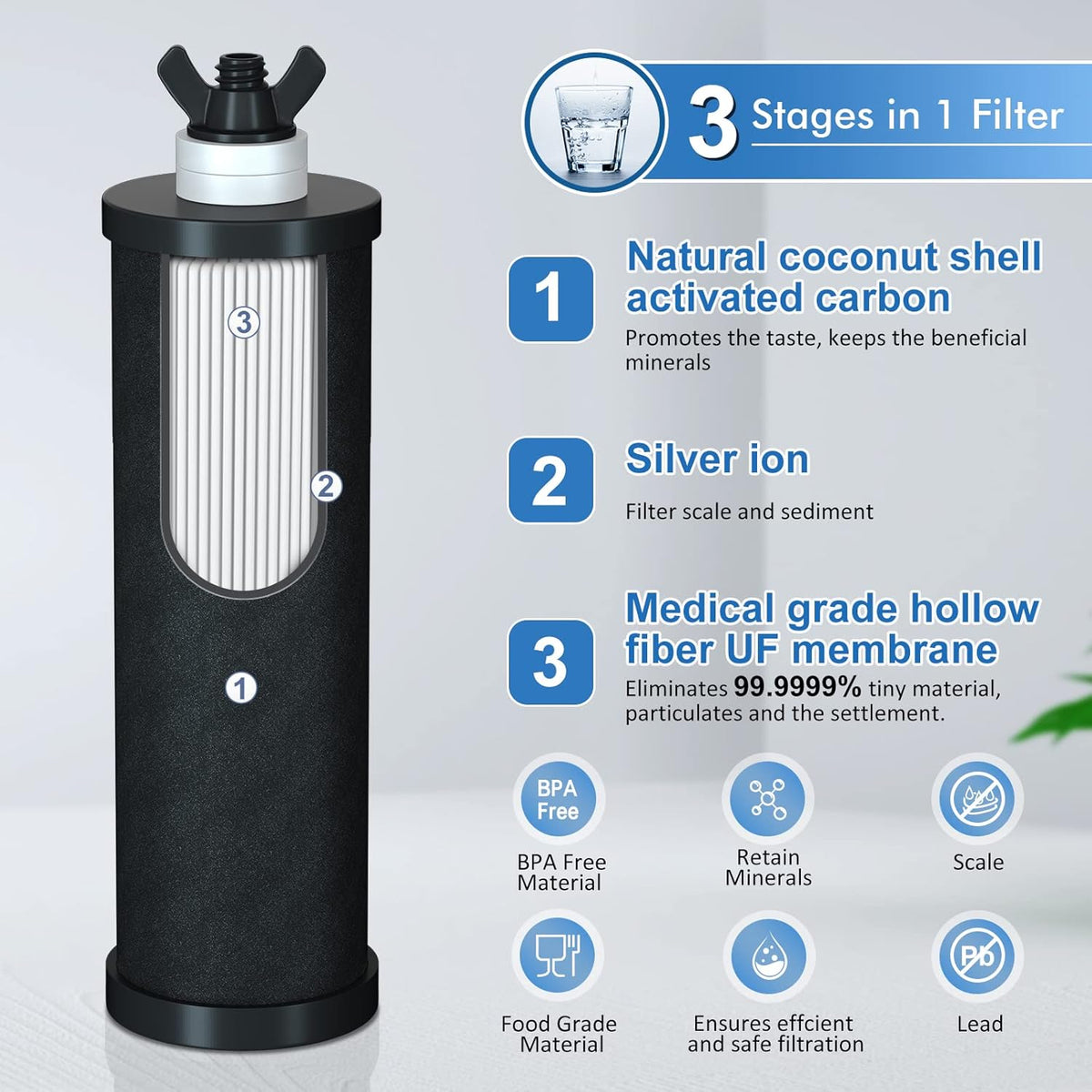 2.9 Gallon Gravity-Fed Water Filter with Stainless Steel Stand G1021