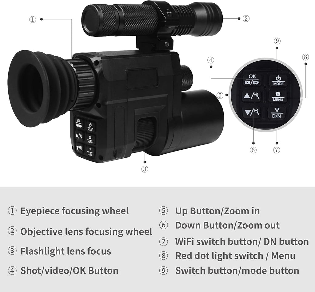 WiFi Digital Night Vision Scope Video Camera 960P 1.3 inch HD Display U925