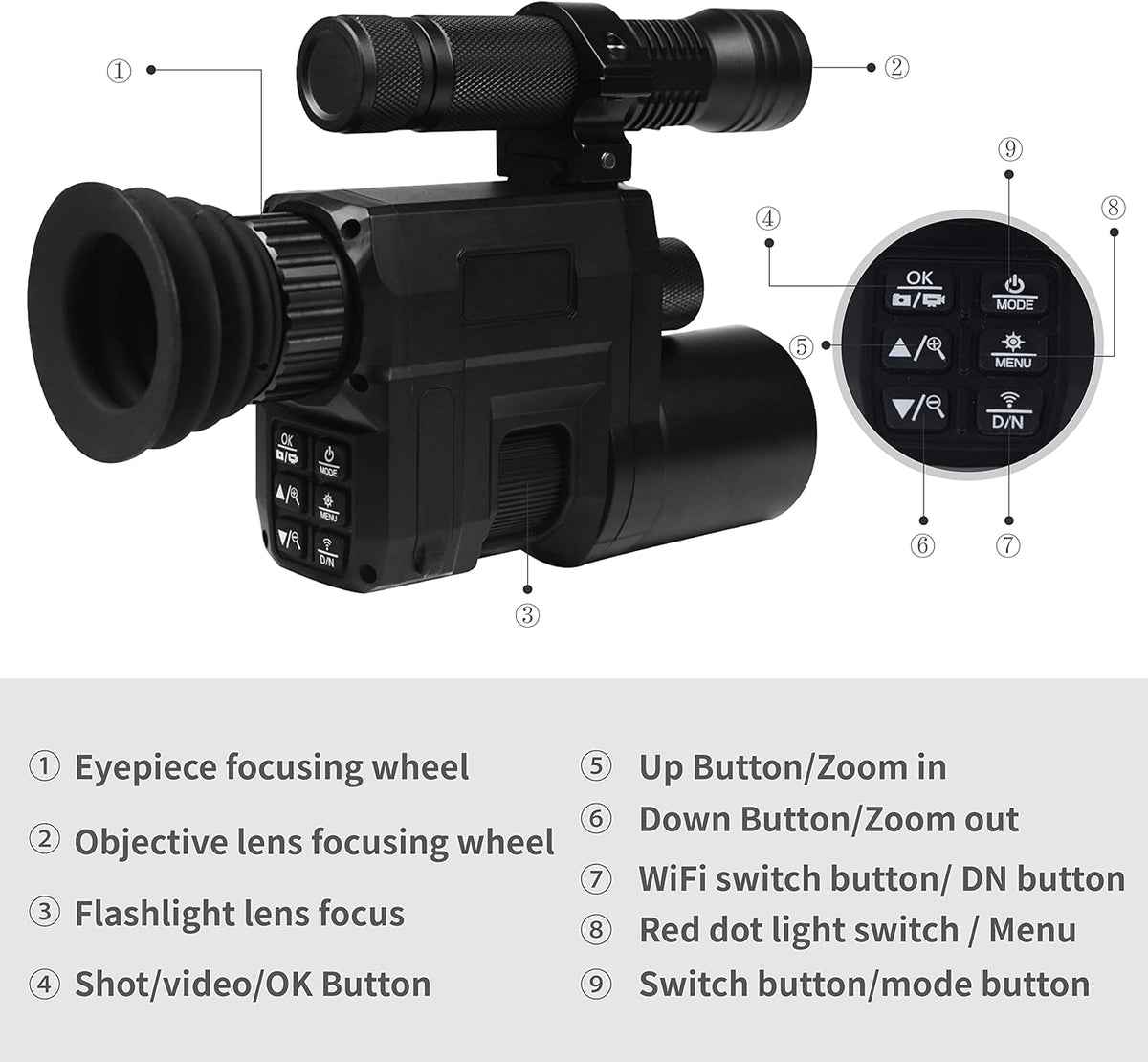 WiFi Digital Night Vision Scope Video Camera 960P 1.3 inch HD Display U925