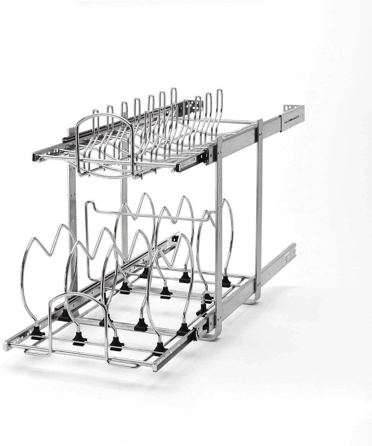 12-Inch 2-Tier Wire Pull Out Kitchen Cabinet Organizer, Chrome Q9558