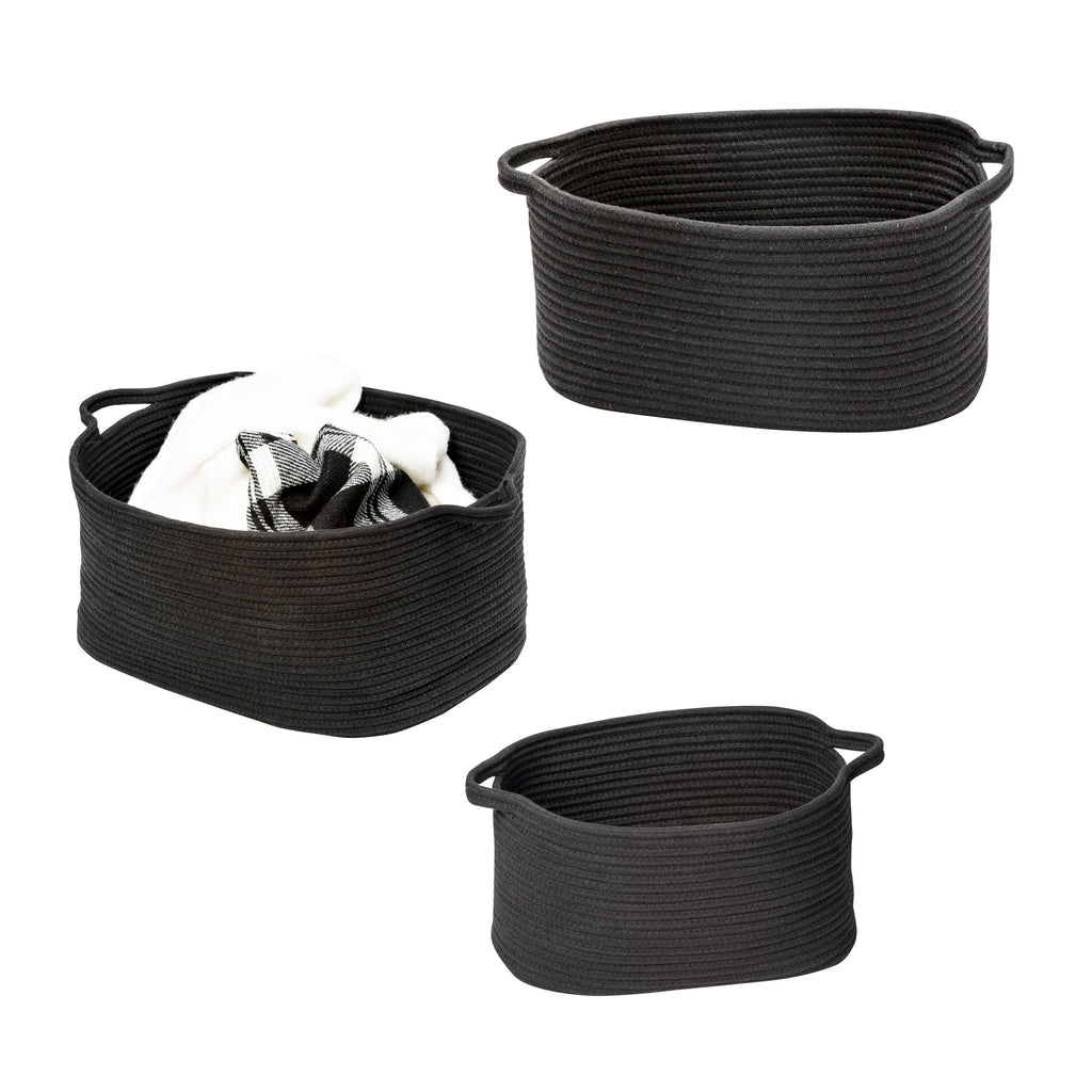 Black Cotton Coil Baskets Set of 3 Y842