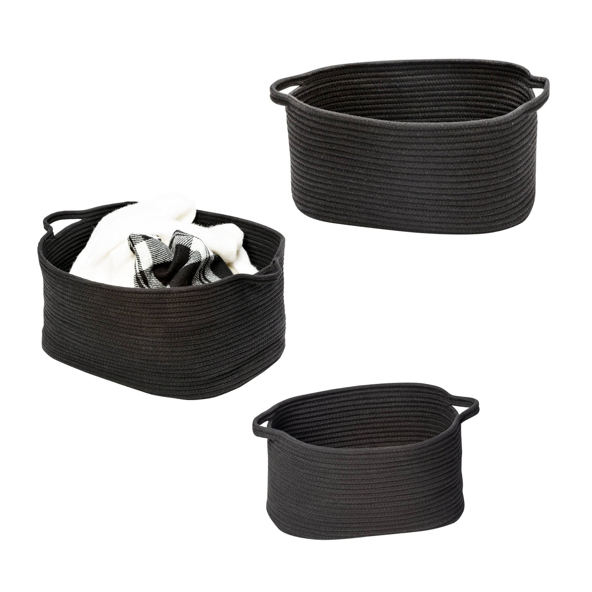 Black Cotton Coil Baskets Set of 3 Y842