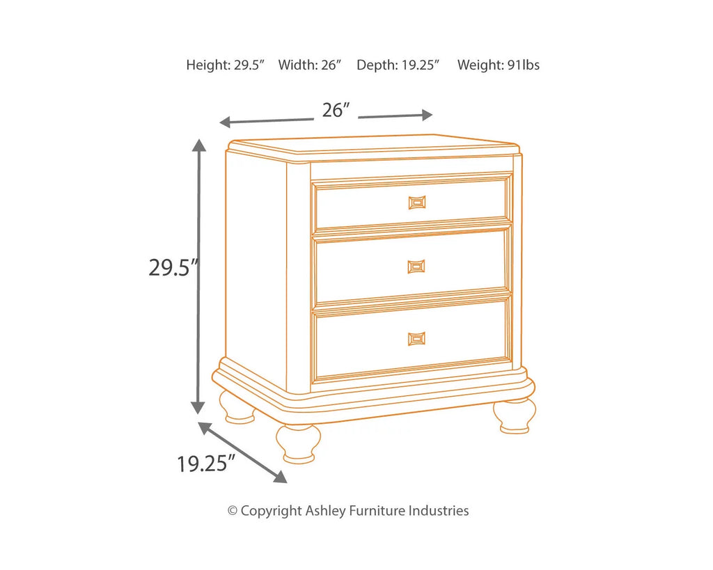 Silver 3 Drawer Nightstand D618061