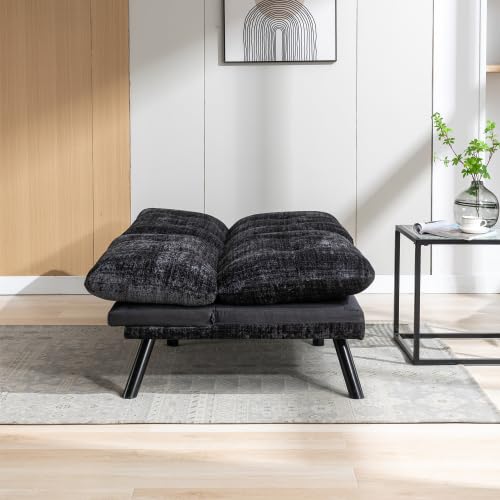 Black Convertible Futon Sofa Bed with Metal Legs L5008