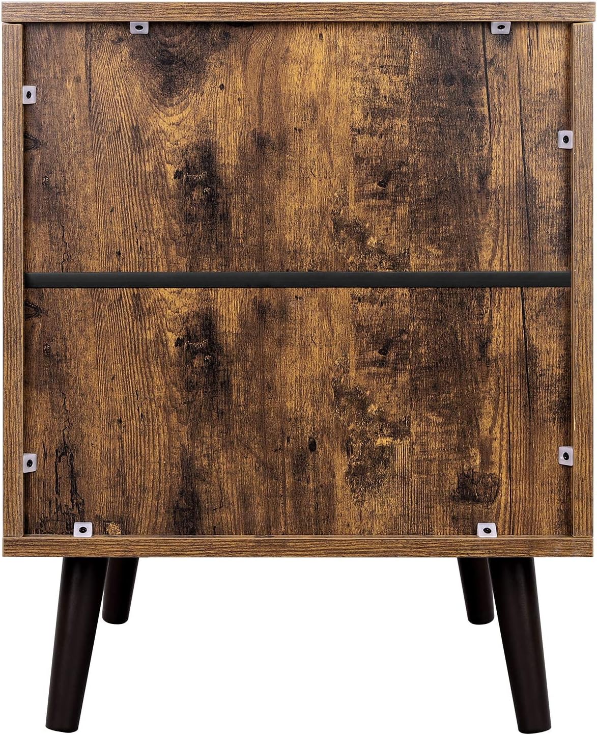 Rustic Brown Nightstand with Open Shelf and Cabinet F42603