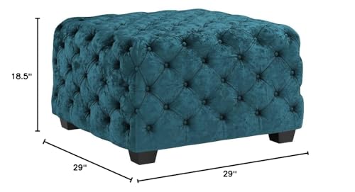 Dark Teal Velvet Ottoman Y968934