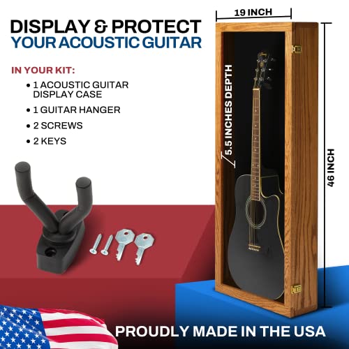 Natural Oak Acrylic Acoustic Guitar Wall Display Case W31169
