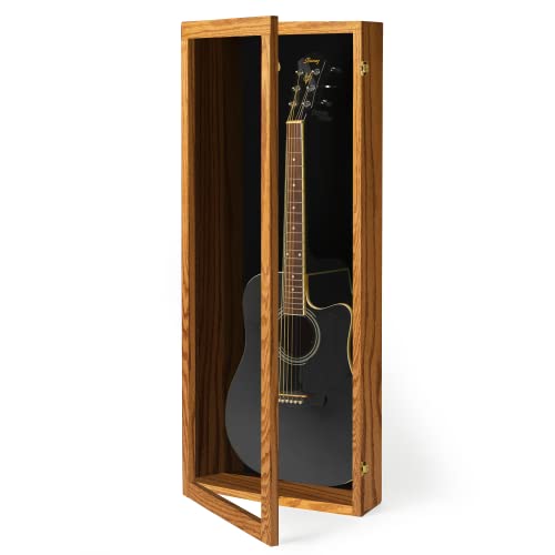Natural Oak Acrylic Acoustic Guitar Wall Display Case W31169