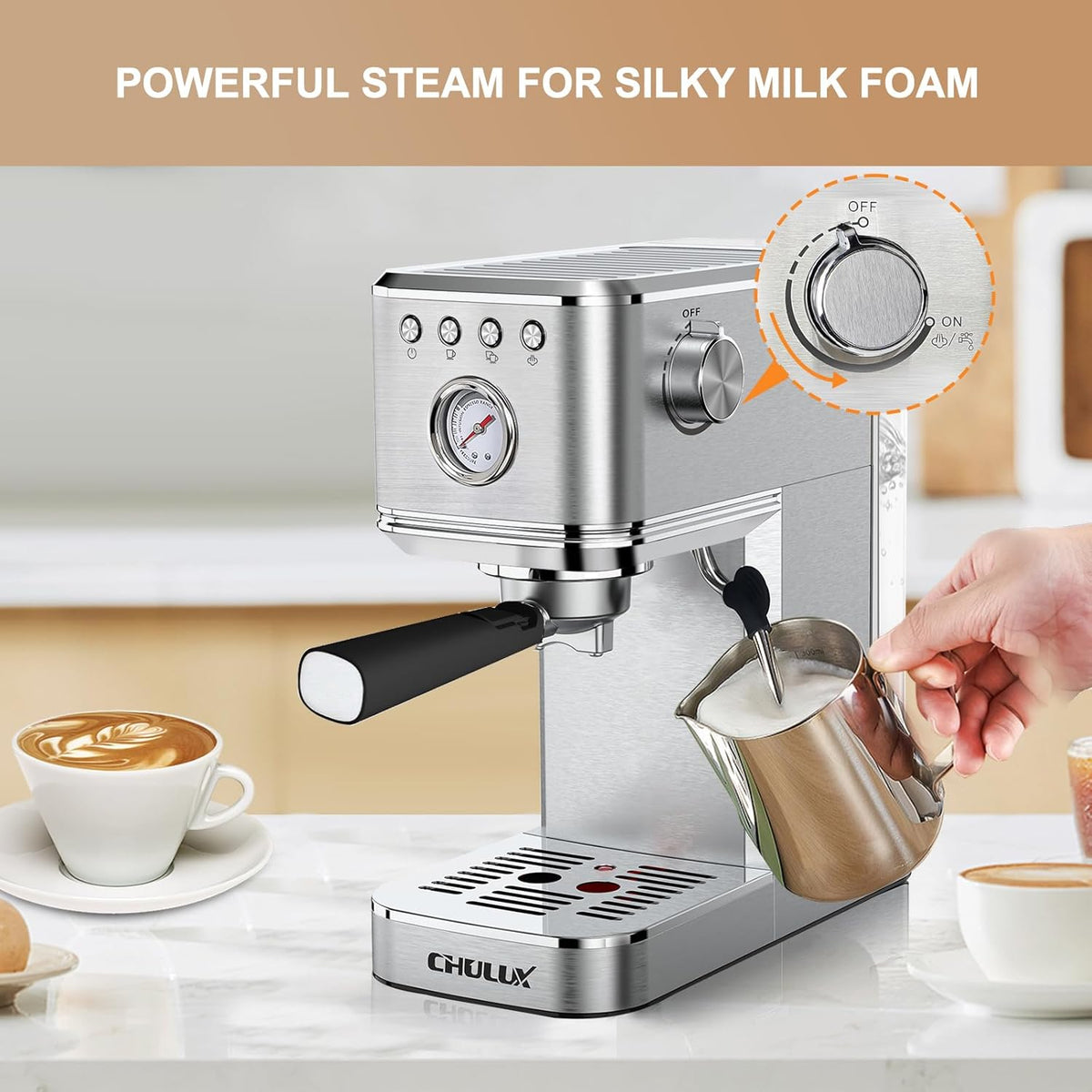 20 Bar Semi Automatic Stainless Steel Espresso Machine C353515