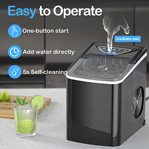 Black Countertop Ice Maker with Scoop and Basket Q952