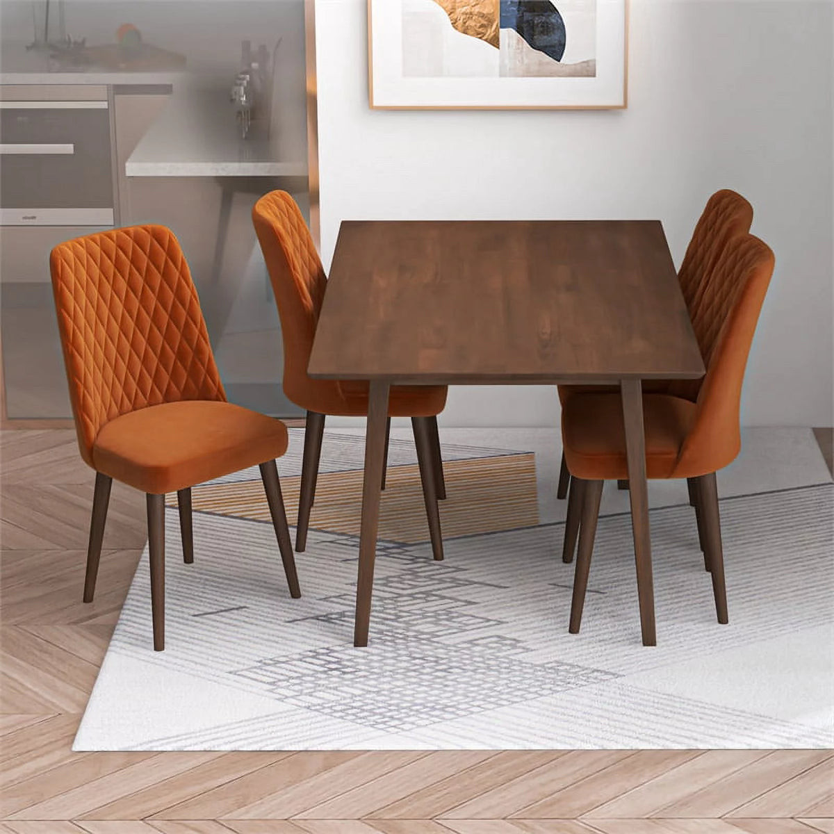 Solid Wood Walnut 47" Rectangular Dining Table B379878