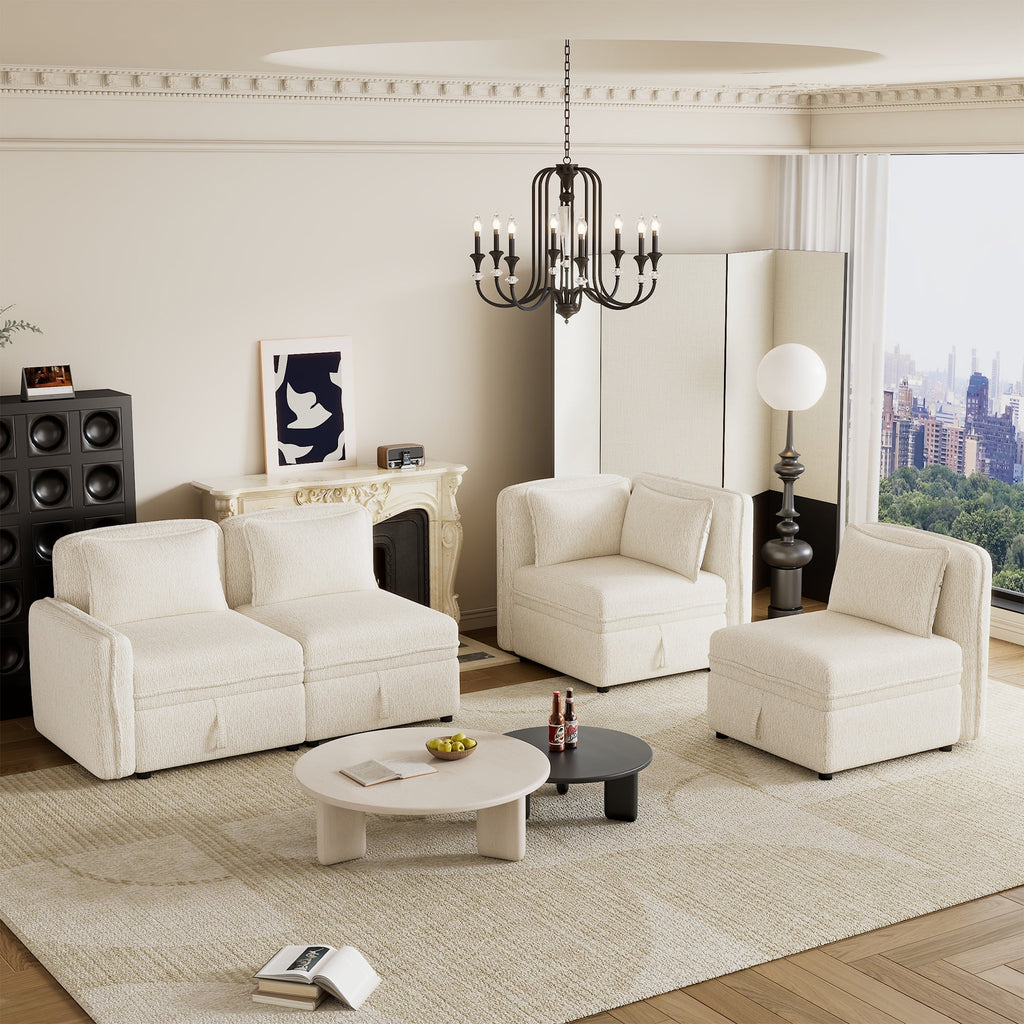 Oversized Chenille Sectional Sofa with Storage S465570