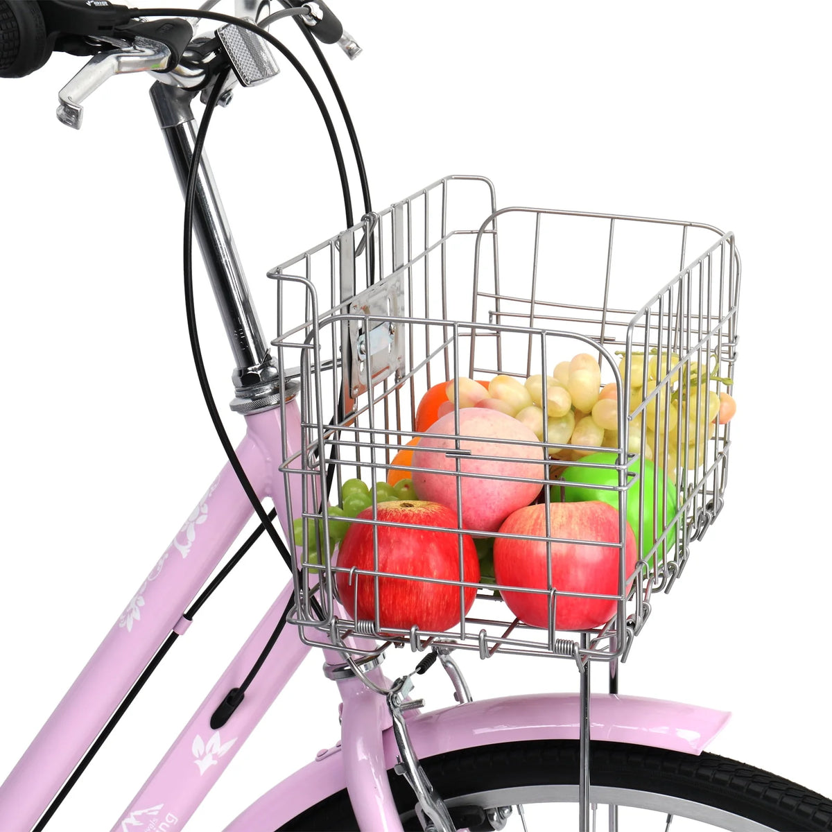 26 inch Commuter Bicycle with 7-speed, Baskets, Pink E374