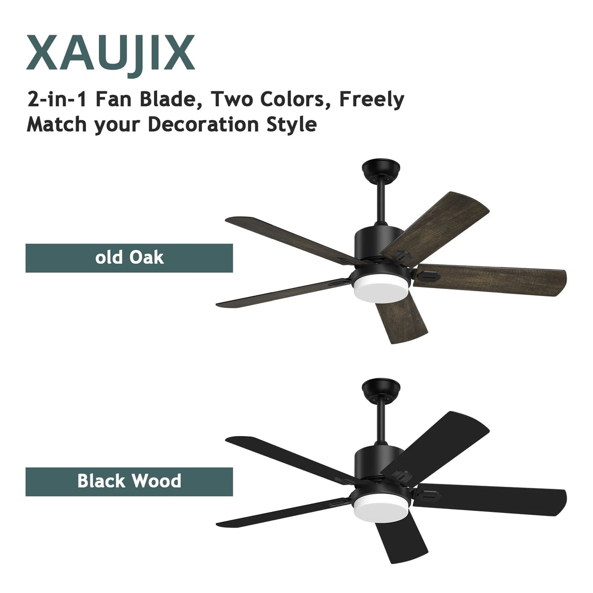 Ceiling Fan with Light and Remote Control, 52 '' 6-Speed Reversible 5 Wood Blades N97152