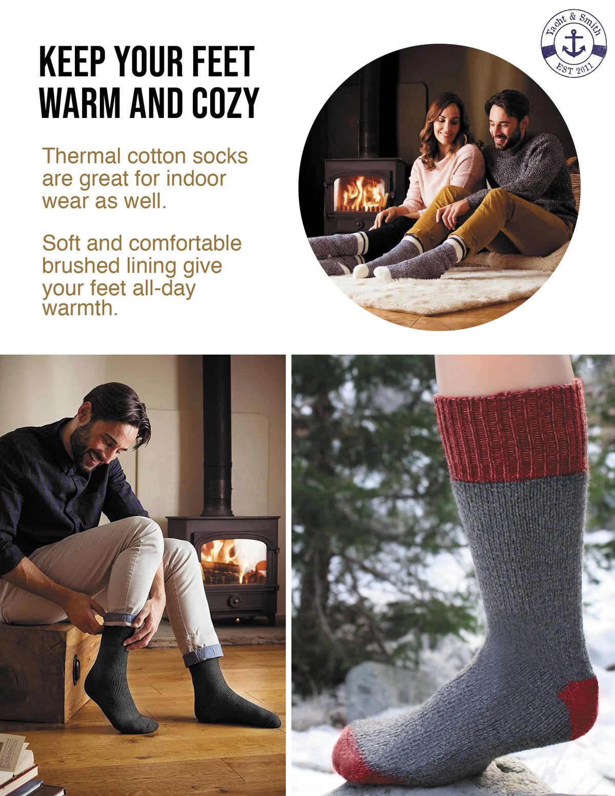 180 Pairs Thick Warm Winter Boot Socks, Size 10-13 I575521