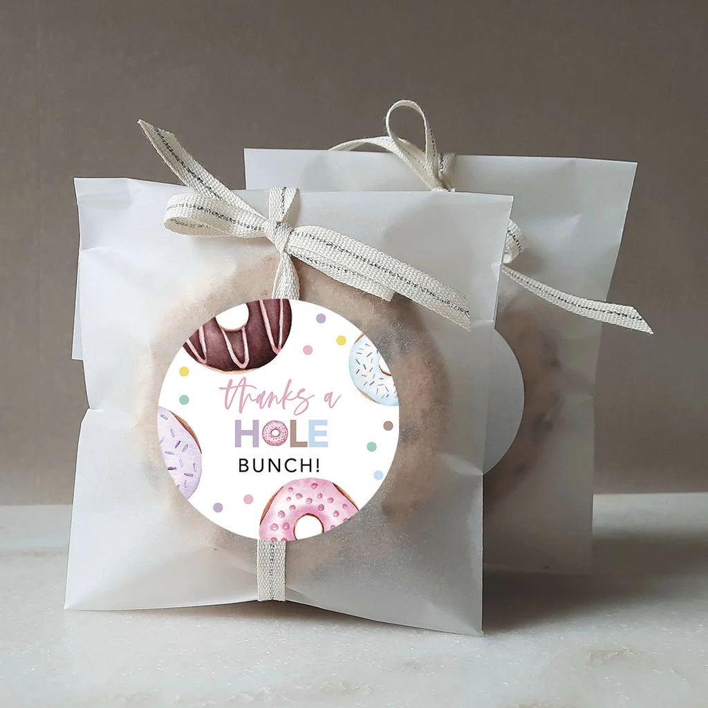 80-Pk 2-Inch Round Donut Birthday Stickers T7073